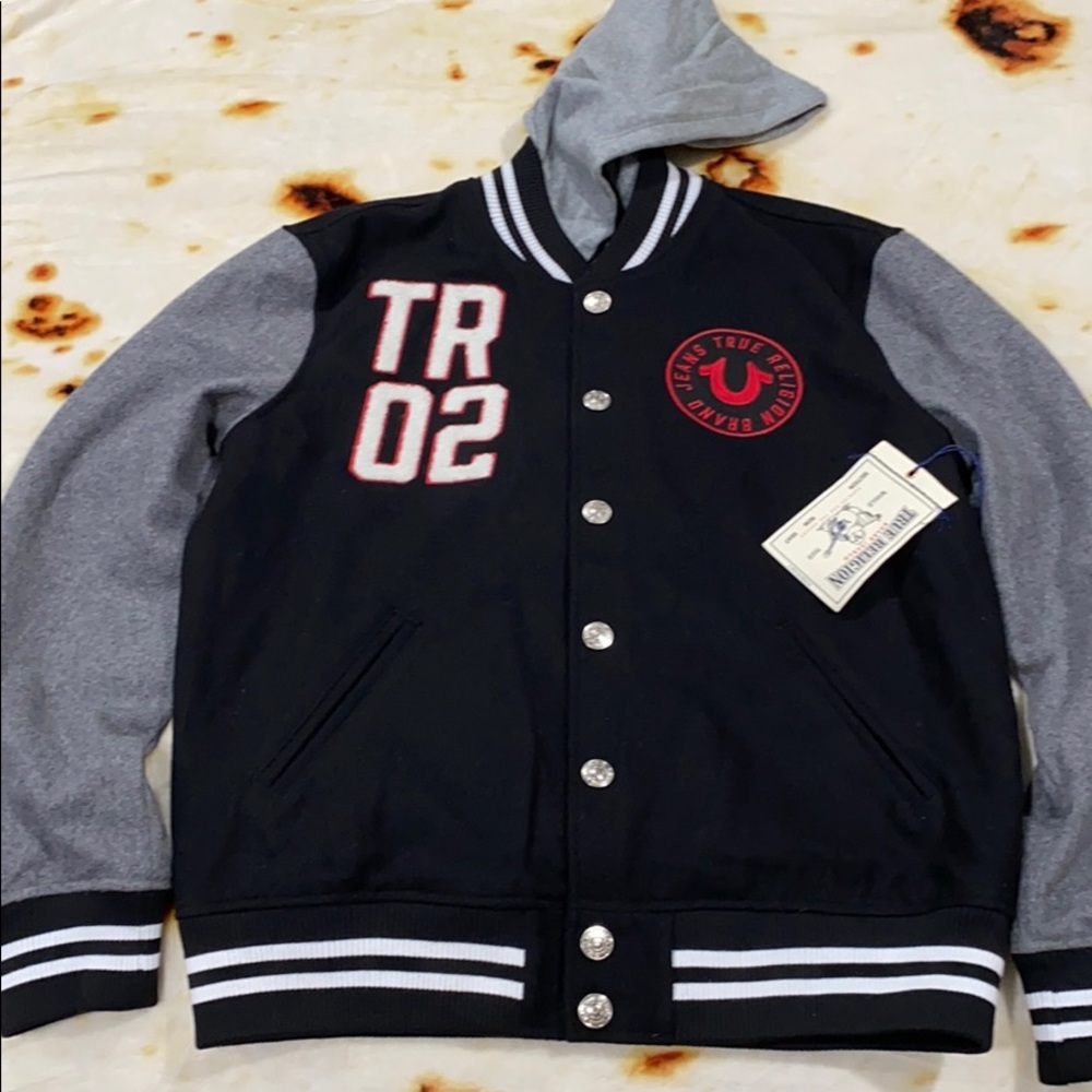 True Religion Varsity Jacket with Hood NWT L
